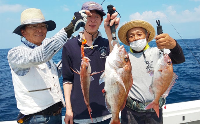【福岡県】ジギング＆タイラバ釣果速報　5㎏級マダイに指6本タチウオ