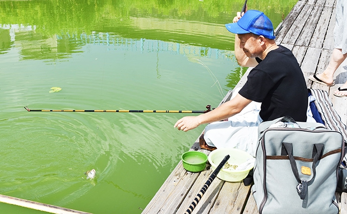 初めての釣り体験に密着　子供はタモ入れがお好き？【竜田川釣り池】