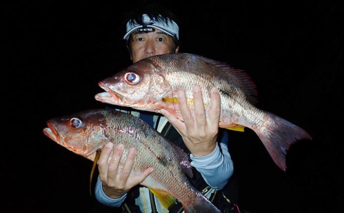 夜磯でのカゴ釣りで50cmシブダイ　サオ1本のタナでヒット【鹿児島】