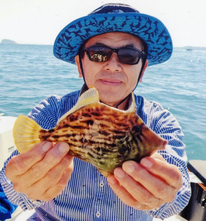 ボートカワハギ釣りで16連続ヒット　19cm頭に本命31匹【愛知】