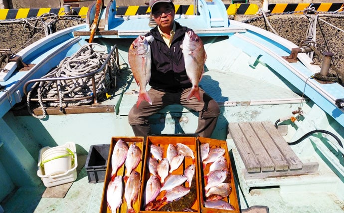 【福岡県】沖のエサ釣り最新釣果　ひとつテンヤで船中マダイ50尾！