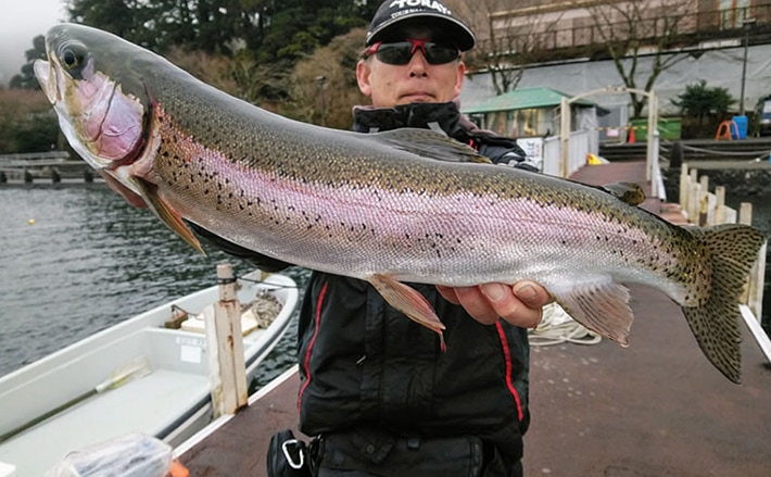 レイクトラウト開幕 解禁当日にフライで59cmニジマス【芦ノ湖