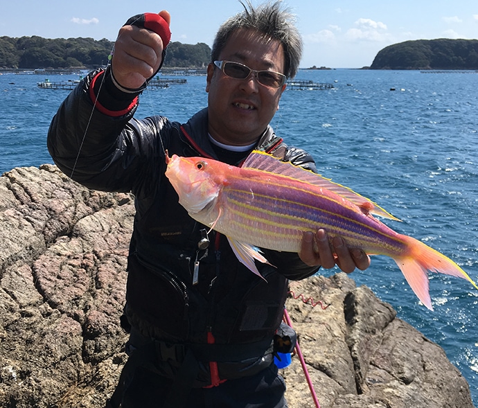 磯からの投げカワハギ釣りで32cm良型をキャッチ【和歌山・串本大島】