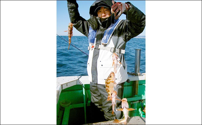オキメバル釣りで良型多点掛け連発　船中35cm頭に46尾【日立沖】