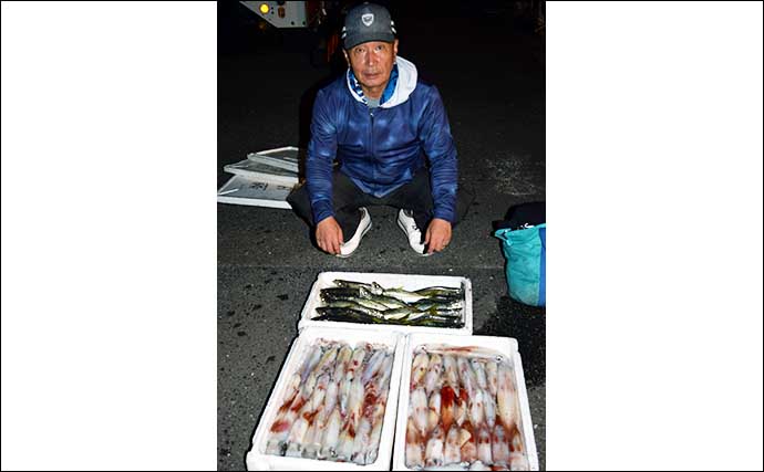 【福岡】夜焚きイカ釣り最新釣果　パラソル級混じり1人150尾の数釣りも