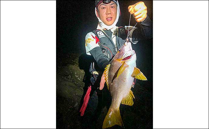 夜の沖磯ぶっこみ釣りで48cmシブダイ　ウニエサにヒット【宮崎・油津】