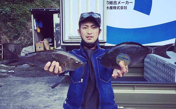 秋磯フカセ釣りで38cmグレ ガン玉の打ち分けがキモ【山口・青海島