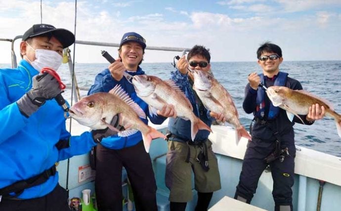 【福岡】オフショアルアー最新釣果　タイラバで船中マダイ59尾キャッチ