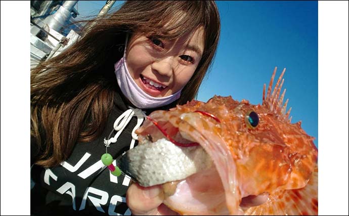 オニカサゴ釣りで40cm級頭に本命顔出し　美味な釣果料理堪能【有希丸】