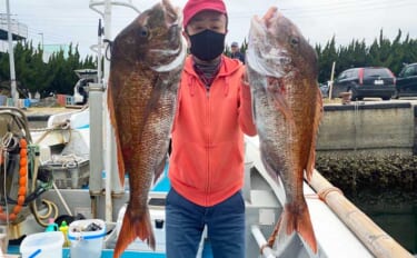 【福岡】沖のエサ釣り最新釣果　『エビラバ』で大型マダイお目見え