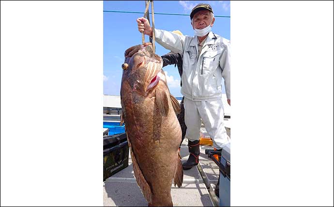 【福岡】沖のエサ釣り最新釣果　活きイカ泳がせで39kg＆36kg『アラ』