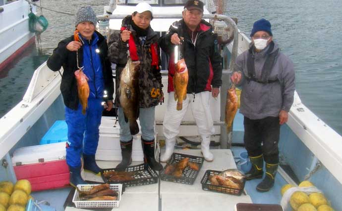 【福岡】沖のエサ釣り最新釣果　胴突き仕掛け沖五目釣りで良型マダイ