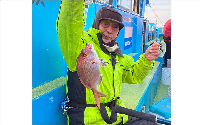 コマセマダイ釣りでイナダ混じりに本命好捕　水温上昇で魚は高活性？