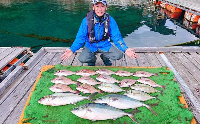 冬の海上釣り堀で4魚種18匹をキャッチ　超高級魚『本クエ』も顔出し