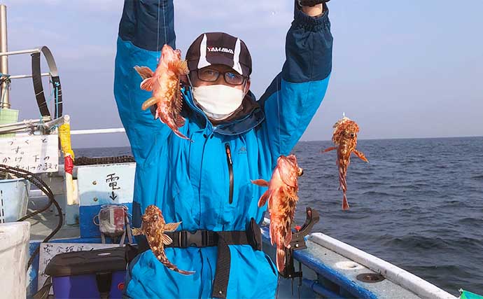 船カサゴ釣りで26cm頭に36匹　好釣果の条件はナギと緩い潮回り？