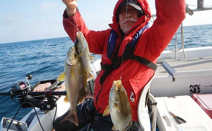 イサキ五目釣りで釣果多彩　丁寧なタナ取りでイシダイやネリゴも