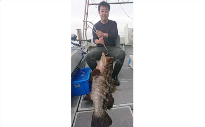 【福岡】沖のエサ釣り最新釣果　活きイカ泳がせで30kg超大型アラ浮上
