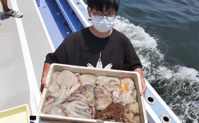 【愛知】沖釣り最新釣果　良型まじりのマダコでオケ満タン