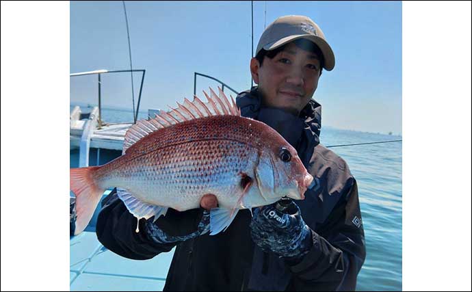 関門海峡のテンヤマダイ釣りで50cm頭に本命連打　ゲストも多彩