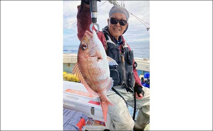 タイラバ＆イカメタル釣行で85cm大型マダイにケンサキイカ62尾手中