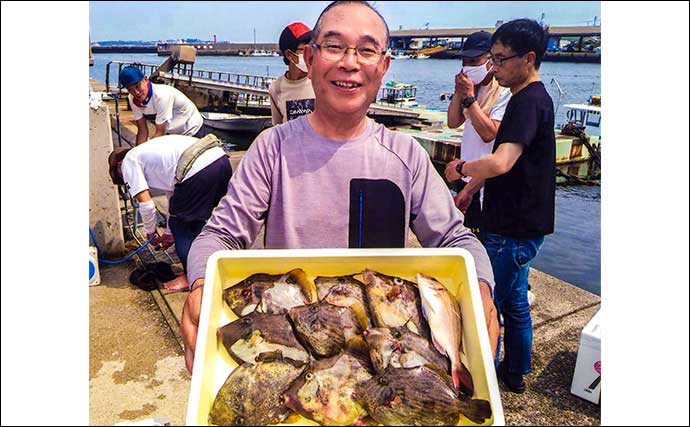 愛知の夏カワハギ釣りで本命9匹　【投げて広範囲を探る】が正解？