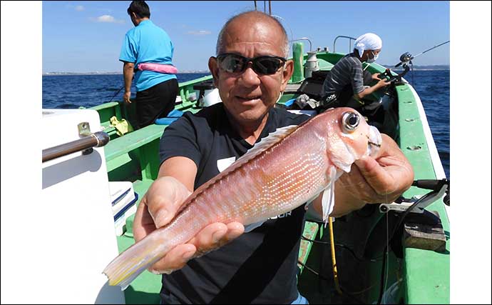 相模湾アマダイ釣りで38cm頭に船中全員安打　1時間の時合いで7匹