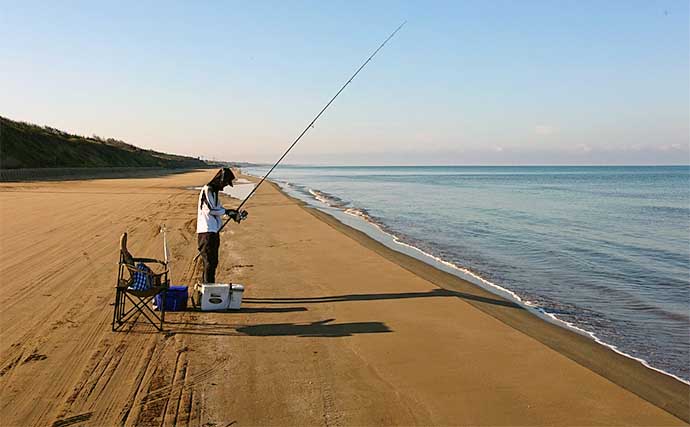 石川・千里浜でのキス投げ釣りで本命26匹　好ゲストにマゴチも手中