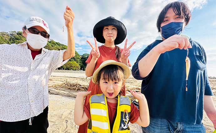 熊本での親子３世代キス釣りを満喫　3歳の姪も本命キャッチで笑顔