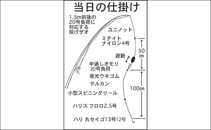 夜の投げアナゴ釣りで良型交じり10匹キャッチ　強風高波の中で連発