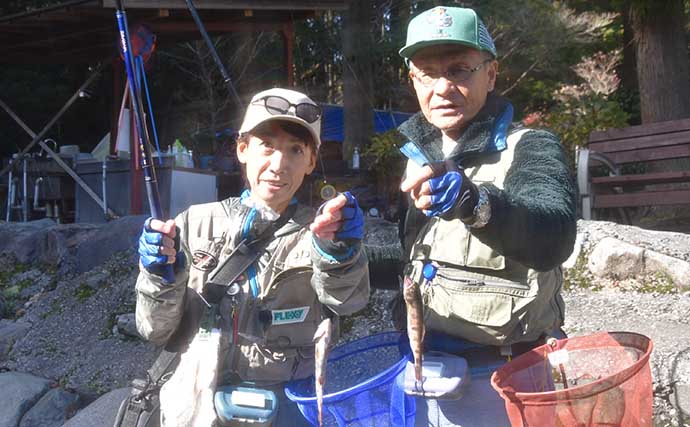 岡山日名倉養魚場で新子アマゴ爆釣　上層意識した小バリの釣りが奏功？