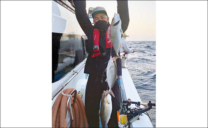 福岡での落とし込み釣りで92cmヒラマサ浮上　70cm大ダイも顔出し
