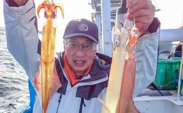 浅場のヤリイカ釣りで52cm頭に良型ばかりトップ37尾【茨城】水深60…