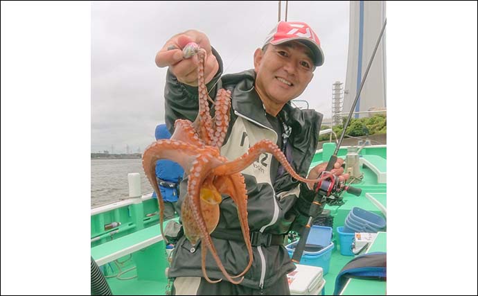 東京湾エギタコ釣りでマダコ8杯【千葉・林遊船】船中全員安打で仕立て大成功