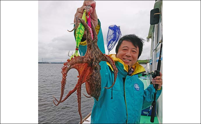 東京湾エギタコ釣りでマダコ8杯【千葉・林遊船】船中全員安打で仕立て大成功