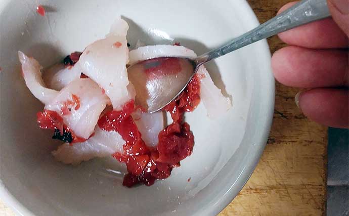 釣魚で作る「酒の肴」レシピ：ブダイの梅じそ和え　ワタの処理次第で味変わる