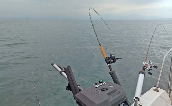 琵琶湖でのトローリング釣行で55cm頭にビワマス好捕　ジギングは不発