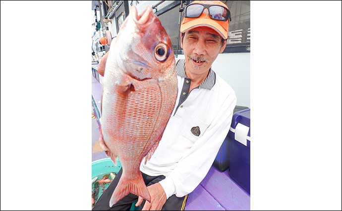 ひとつテンヤ釣行でマダイ候補【茨城・釣友丸】好ゲストにマゴチも顔出し