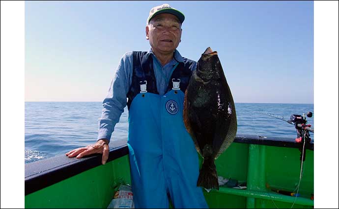 部分解禁した片貝沖ヒラメ釣りで2kg頭に釣る人5尾【増栄丸】船中全員安打