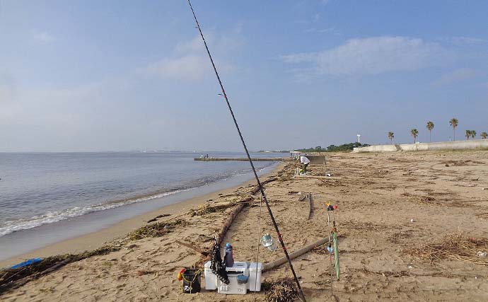 町屋海岸での投げ釣りで21cm頭にシロギス89匹【三重】6連掛けも達成