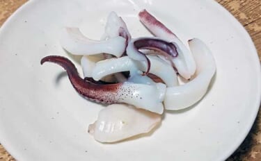 釣ったミズイカ（アオリイカ）の「炙り」レシピ　薄い塩水に10分漬けるの…