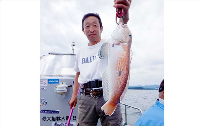 鳥羽沖タイラバ釣行でマダイ船中23匹【丸安丸】好ゲストにシロアマダイ登場