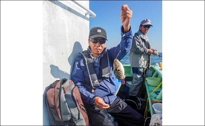 伊勢湾のカワハギ＆フグ船で両本命合わせて2桁釣果【愛知・七福丸】