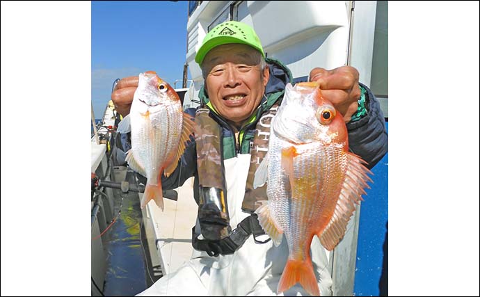 カイワリ五目釣りで本命不発も良型キダイが連発で好土産に【神奈川・椿丸】