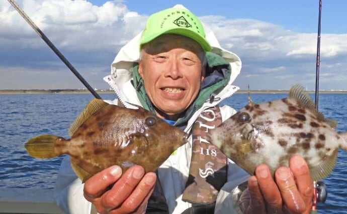 相模湾の船カワハギ釣りで26cm頭に船中全員が本命ゲット【神奈川・まごうの丸】