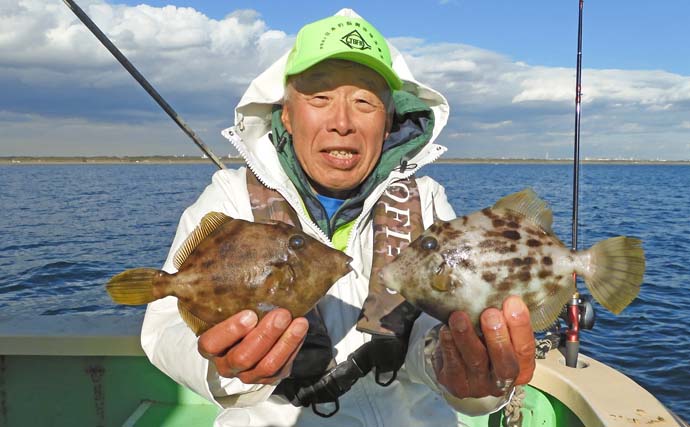 相模湾の船カワハギ釣りで26cm頭に船中全員が本命ゲット【神奈川・まごうの丸】