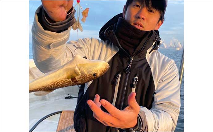 関西エリアの【船釣り特選釣果】 34cm超大型カワハギが堂々浮上