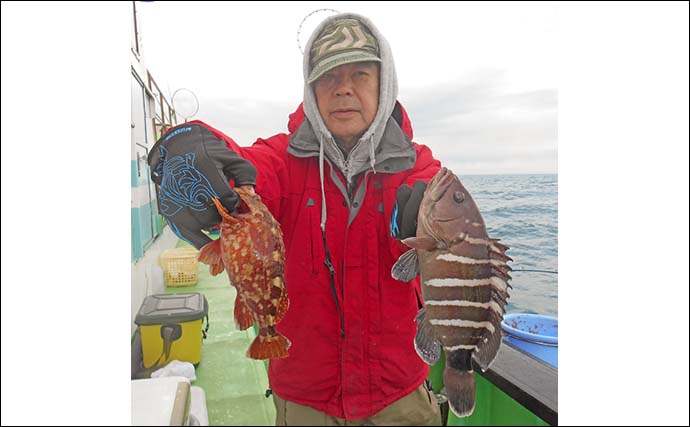 片貝沖のハナダイ釣りで30cm超え混じりに入れ食い絶好調【千葉・増栄丸】