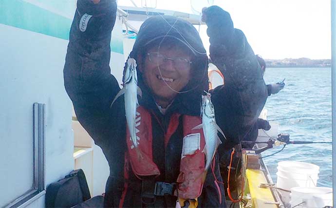 走水沖ビシアジ釣りで40cm頭に釣る人アジ90尾と絶好調【東京湾】