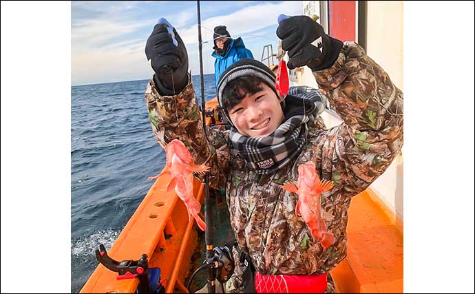 船での冬カサゴ釣りで27cm頭に35匹【愛知・すずえい丸】胴付き仕掛けでゲット