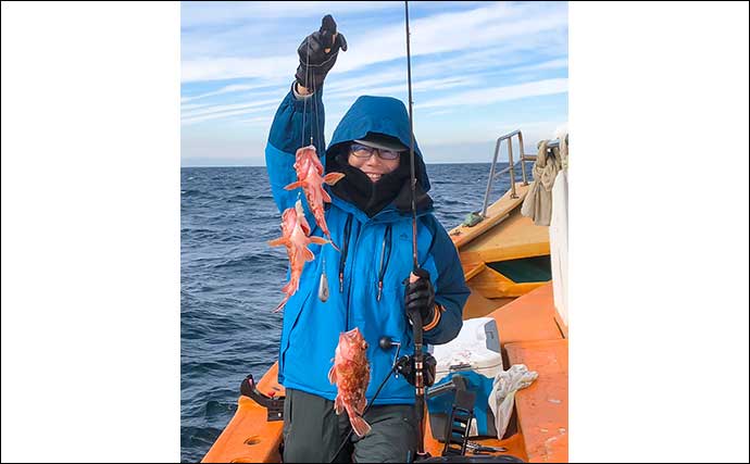 船での冬カサゴ釣りで27cm頭に35匹【愛知・すずえい丸】胴付き仕掛けでゲット